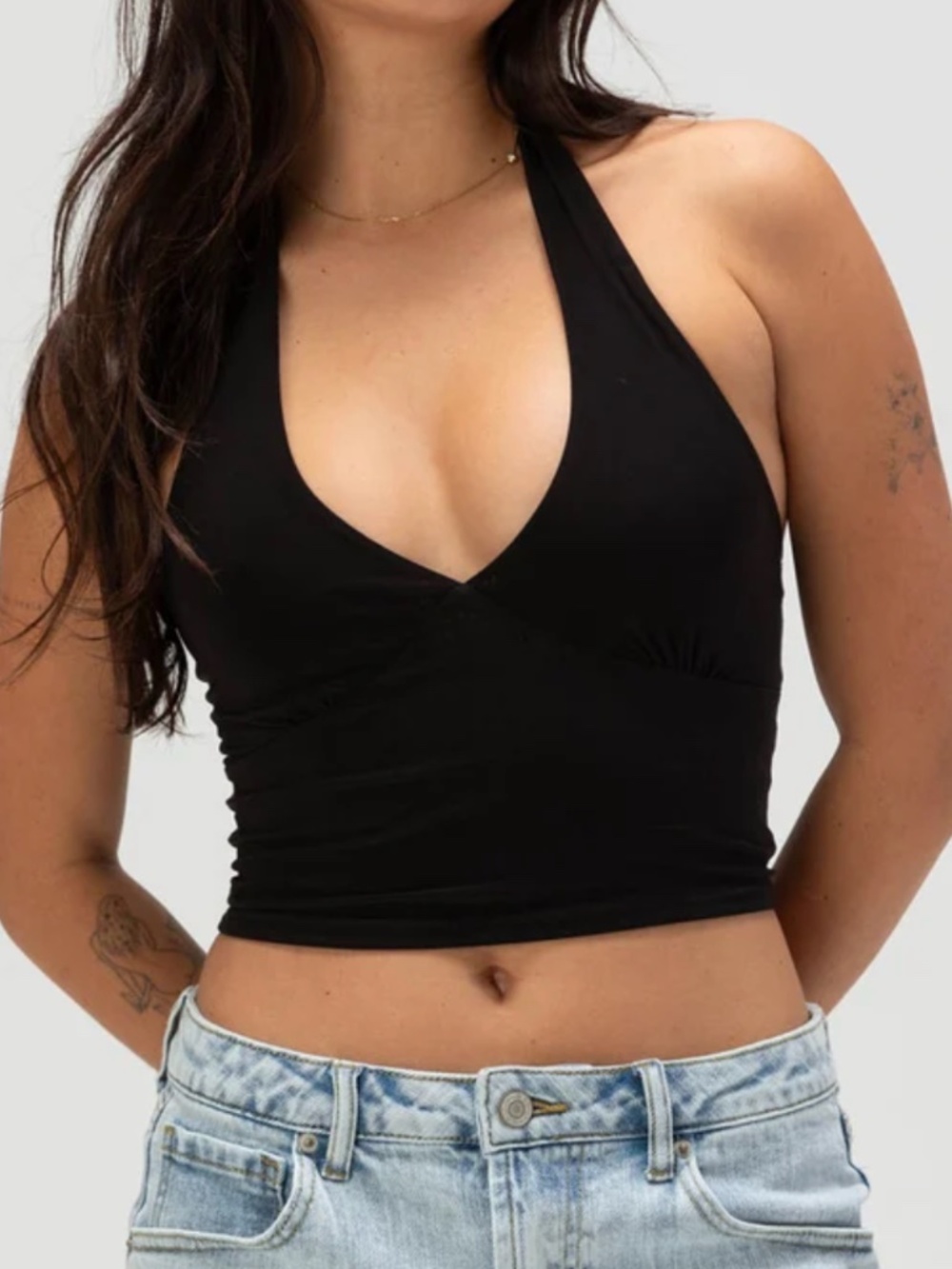 Full Tilt Black Cropped Halter - size 5